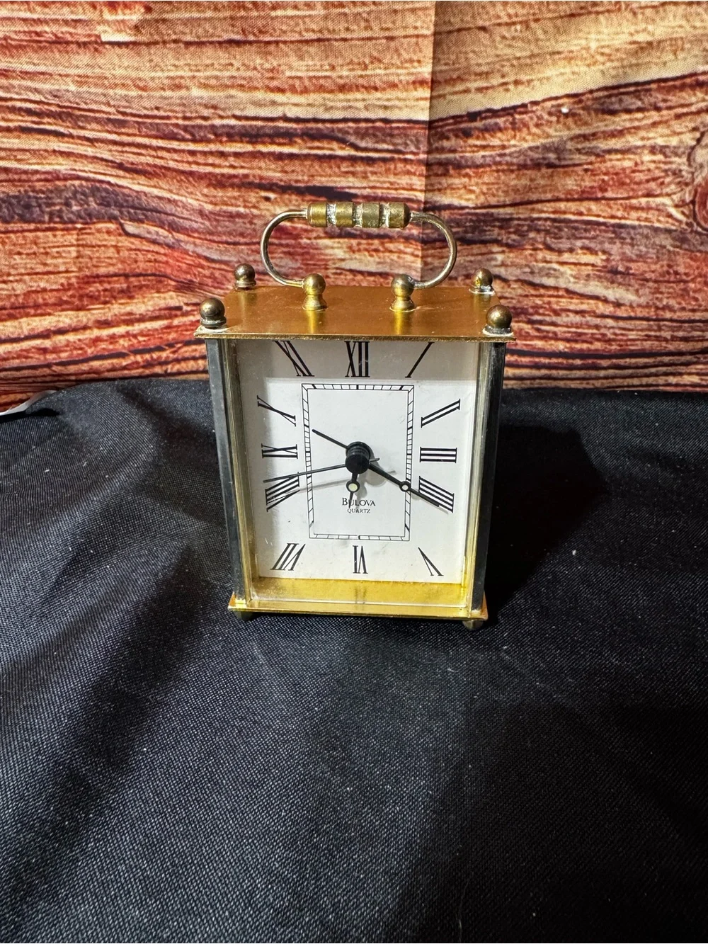 Bulova Gold Color ( I think it is Brass)Carriage Clock with White Roman Dial